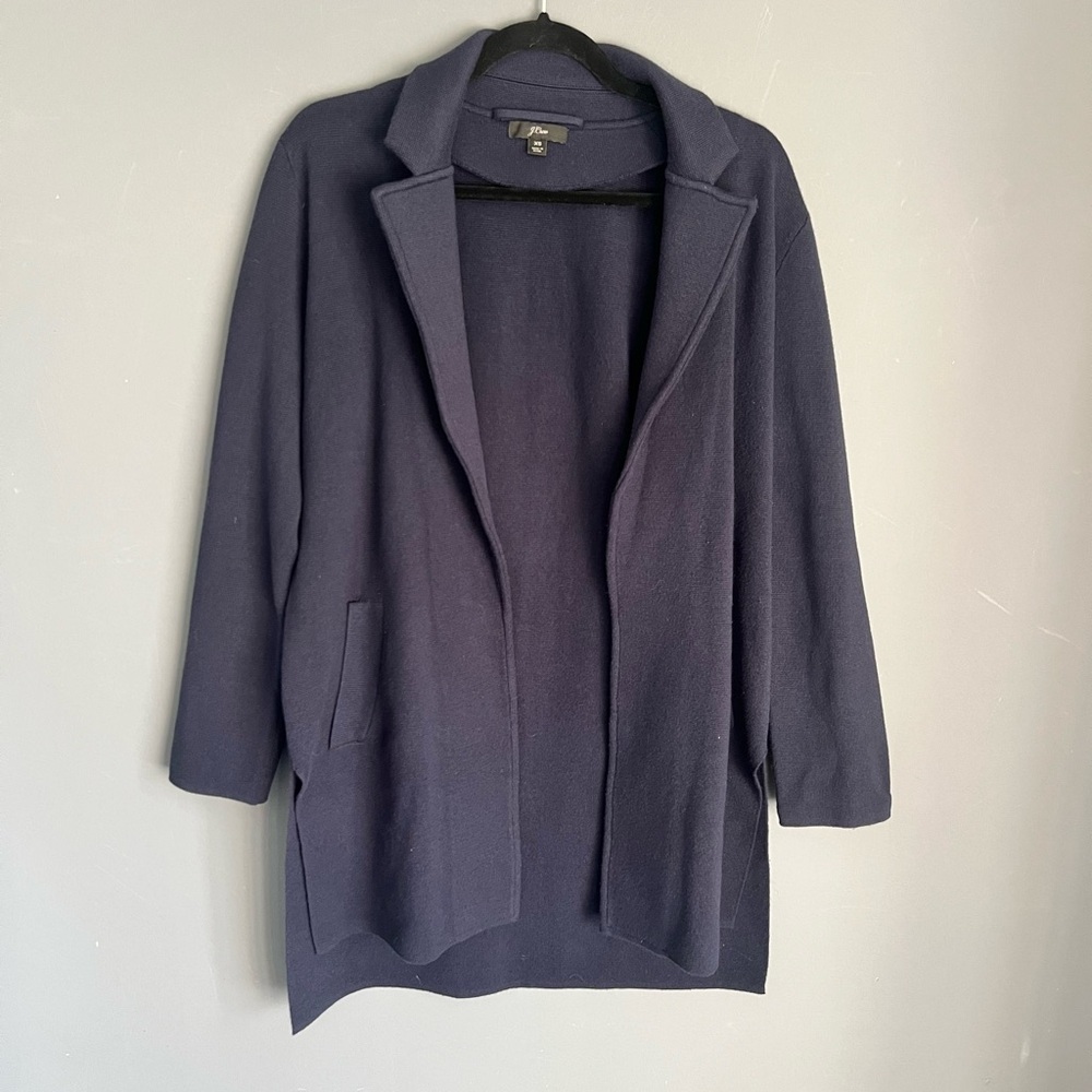 J.Crew Sophie? Size XS Navy Open-Front Sweater Blazer Jacket Cardigan Wool Blend